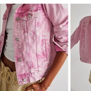 FREE PEOPLE PINK DENIM JACKET